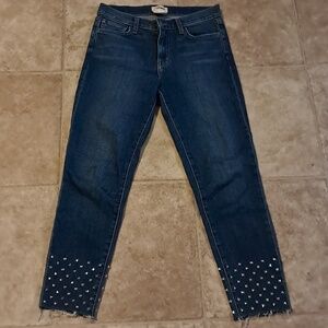 L'AGENCE Studded Hem Mid Rise Ankle Jeans Size 25 NWOT Cowgirl Western Rodeo